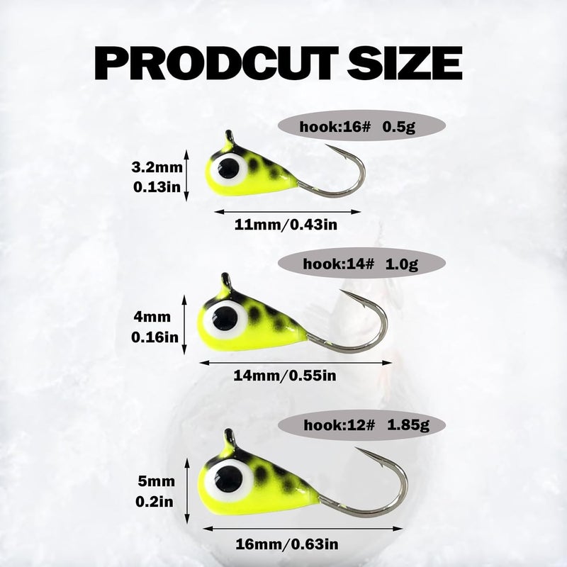 Bombite Tungsten Ice Fishing Jig Set Super Sensitive Ice Jigs Ice Fishing Lures for Crappie Panfish Sunfish Bluegill Perch Walleye Pike 6pcs 3mm 4mm 5mm - Image 4